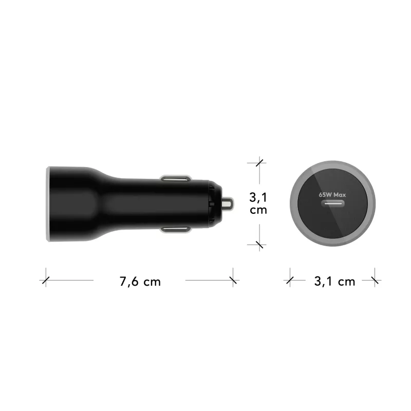 d bramante re-charge autolaadija USB-C 65 W — 12–24 V sigaretisüütaja pesa, 1× USB-C, must