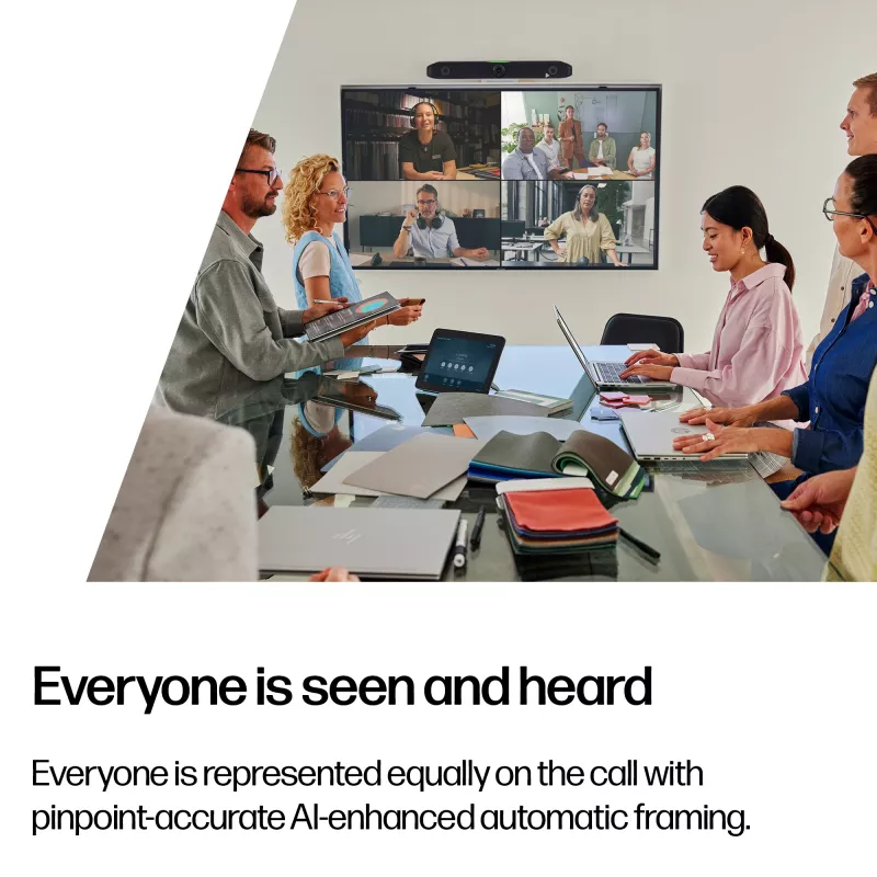 HP Poly Studio X52 kõik-ühes videopult, grupivideokonverentsisüsteem, 4K Ultra HD, 30 kaadrit/s, 95°, 5x, Android