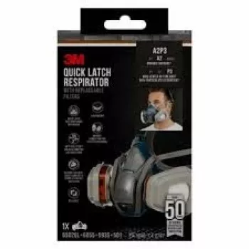 Poolnäo õhku puhastav respiraator 3M 6502QLPRO — poolmask, sinine/hall, kiirühendus