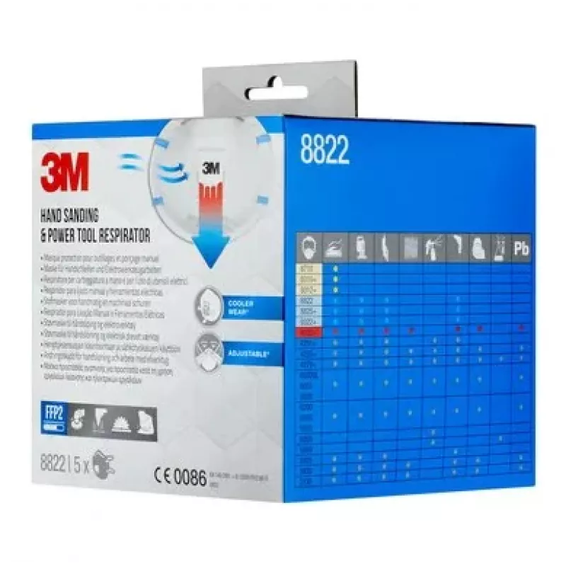 3M 8822PRO5 korduvkasutatav respiraator FFP2 Poolmask respiraator Õhku puhastav respiraator