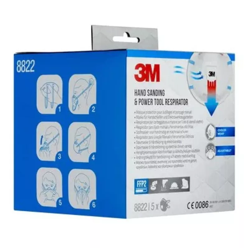 3M 8822PRO5 korduvkasutatav respiraator FFP2 Poolmask respiraator Õhku puhastav respiraator