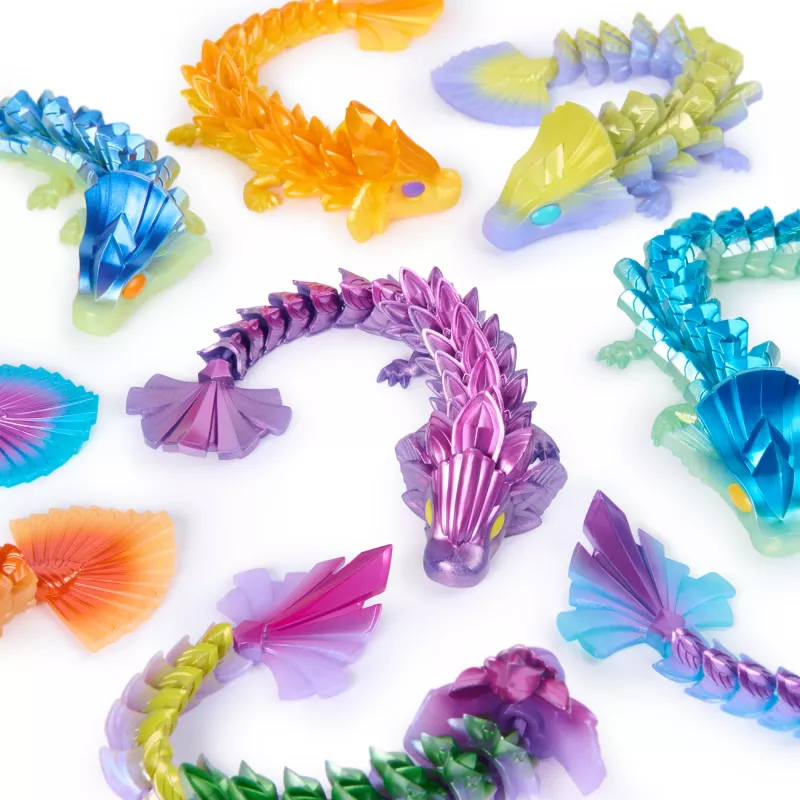 CrystaLynx Dragons, 9-tolline kogutav liigendatud draakonist mängukuju lastele ja täiskasvanutele, pimekast, fidget-mänguasjad kodukontorisse ja lauakaunistuseks (stiilid võivad erineda)