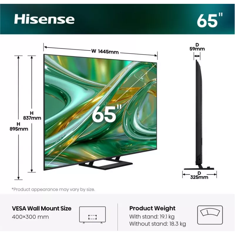 Hisense 85E68S 65-tolline ULED MiniLED UltraHD/4K-teler, kolmiktuuner, 144 Hz paneel, sisseehitatud subwoofer
