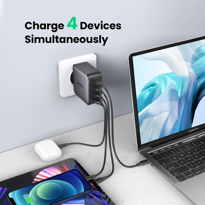 Laadija Ugreen Nexode 100W GaN USB-C USB-A kiirlaadimine 3 porti