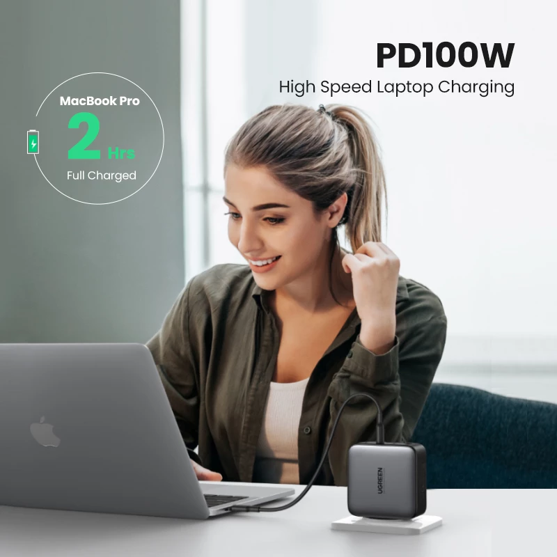 Laadija Ugreen Nexode 100W GaN USB-C USB-A kiirlaadimine 3 porti
