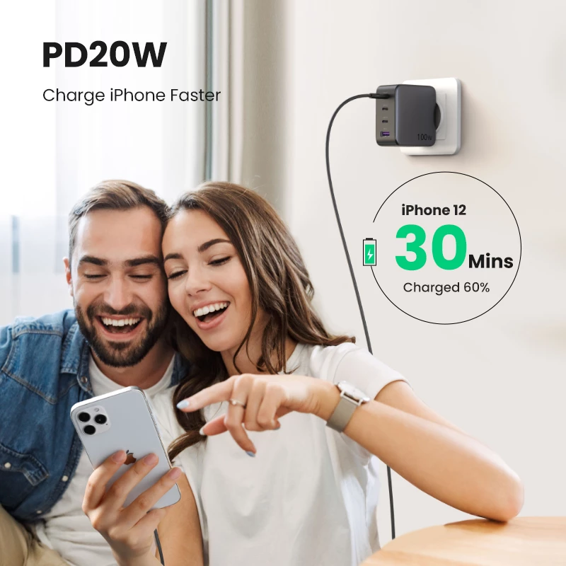 Laadija Ugreen Nexode 100W GaN USB-C USB-A kiirlaadimine 3 porti