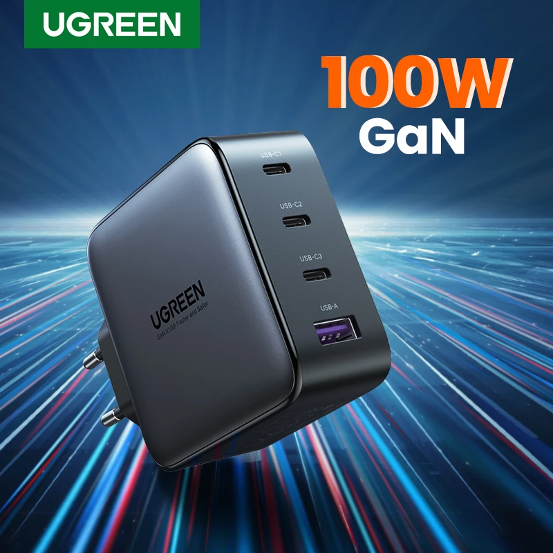 Laadija Ugreen Nexode 100W GaN USB-C USB-A kiirlaadimine 3 porti