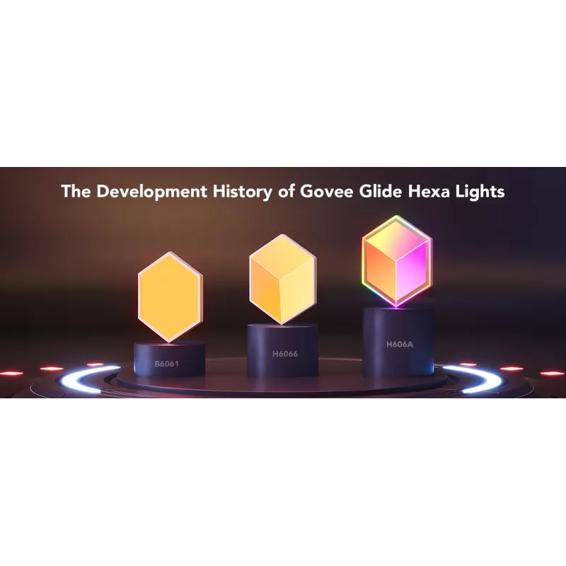 Nutikas seinavalgusti Govee Glide Hexagon Light Panels Ultra laienduspakett — Wi‑Fi/Bluetooth, 36 V sisend, hall