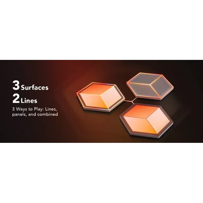 Nutikas seinavalgusti Govee Glide Hexagon Light Panels Ultra laienduspakett — Wi‑Fi/Bluetooth, 36 V sisend, hall