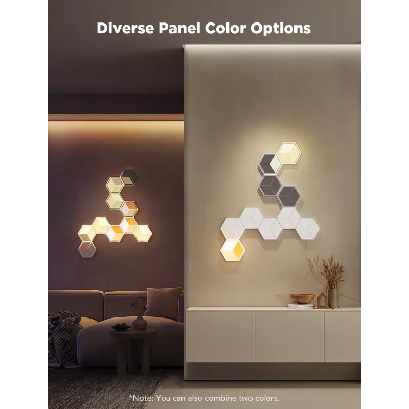 Nutikas seinavalgusti Govee Glide Hexagon Light Panels Ultra laienduspakett — Wi‑Fi/Bluetooth, 36 V sisend, hall