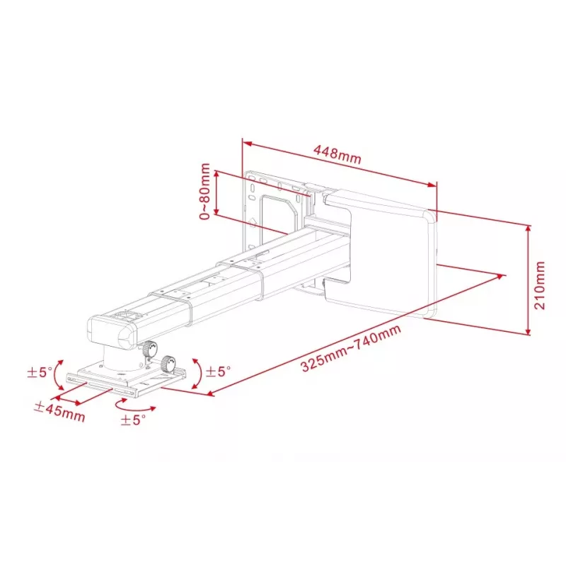 Projektorikinnitus Multibrackets M Projector Mount Short Throw Deluxe 300-700 Medium seinakinnitus 25 kg valge