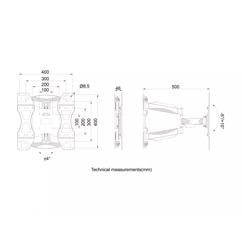 Multibrackets M VESA Flexarm täisliikuv ühekordne 400x400