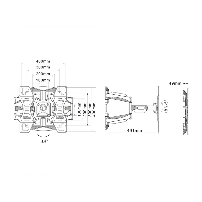 Seinakinnitusklamber MULTIBRACKETS M VESA Flexarm Full Motion Dual 400x400 40–70-tollistele ekraanidele, 45 kg, must