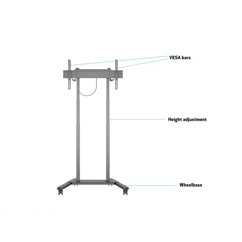 Multibrackets M Motoriseeritud põrandaalus 60 kg Must, maksimaalne kaal 60 kg, minimaalne ekraan 94 cm, maksimaalne ekraan 2,29 m