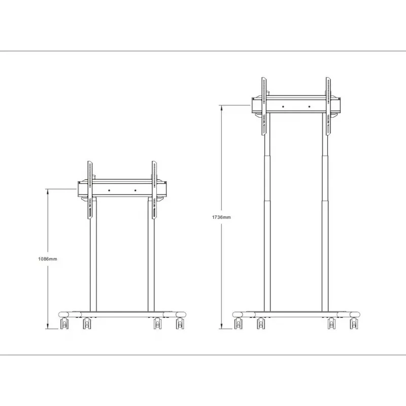 Multibrackets M Motoriseeritud põrandaalus 60 kg Must, maksimaalne kaal 60 kg, minimaalne ekraan 94 cm, maksimaalne ekraan 2,29 m