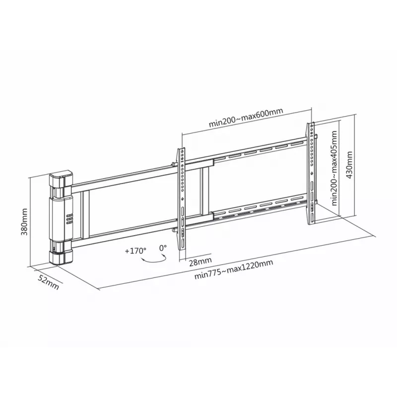 Multibrackets M Motoriseeritud pöördseinakinnitus X-Large 50 kg 170° must