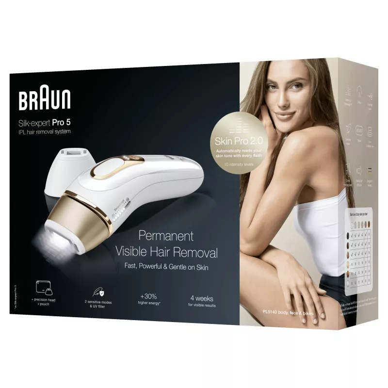 Braun Silk-expert Pro Silk·expert Pro 5 PL5140 Intensiivne impulssvalgus (IPL) Kuldne, Valge