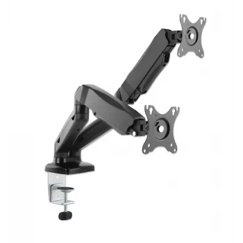 Manhattan Dual Desk Mount for TV & Monitors (Full Motion Spring), For screens 10 inch to 27 inch, C-Clamp or Grommet Assembly,VESA compatibility: 75x75 and 100x100mm -check the dimensions of the four mounting holes on back of screen to ensure it fits,Max 9kg (each),Bracket
