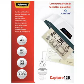 Fellowes ImageLast A3 125 mikroni lamineerimistasku - 25 tk pakk, Läikiv, Läbipaistev, A3, 0,125 mm, 436 mm, 310 mm