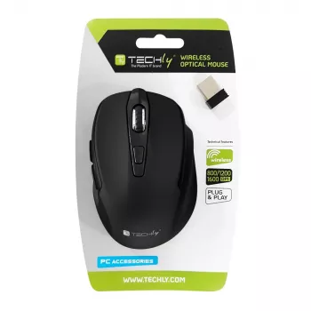 Techly IM 102-WBK hiir kontori Paremakäeline RF-juhtmevaba Optiline 1600 DPI
