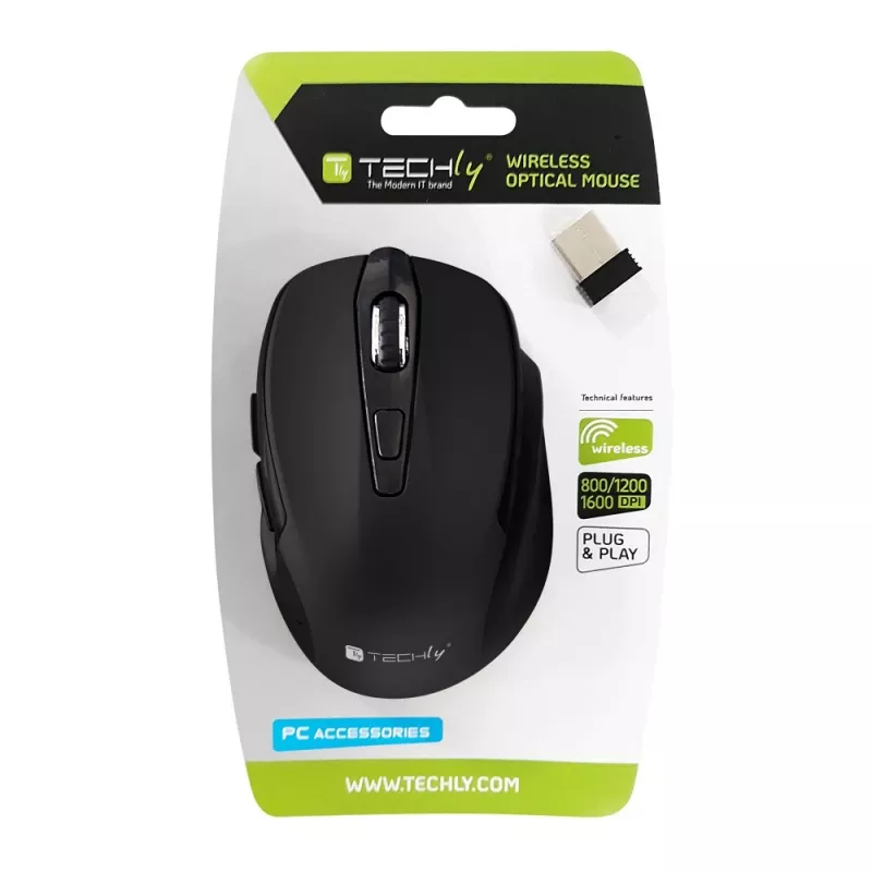 Techly IM 102-WBK hiir kontori Paremakäeline RF-juhtmevaba Optiline 1600 DPI