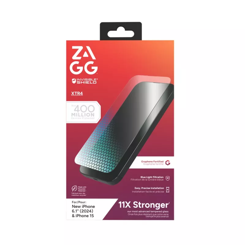 InvisibleShield Glass XTR4 Apple iPhone 16/15 Screen, Apple, iPhone 16/iPhone 15, Antibakteriaalne, Sinise valguse kaitse, Tolmukindel, Kriimustuskindel, Läbipaistev, 1 tk