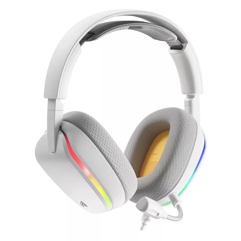 Glorious Gaming Glorious GHS Eternal RGB – Stereo-RGB-mängukõrvaklapid arvutile, PS5-le, PS4-le, Switchile – kohandatud häälestusega nurga all draiverid, reguleeritav kristallselge eemaldatav mikrofon, USB-C – vastupidav, kogu päeva/öö mugavus – valge