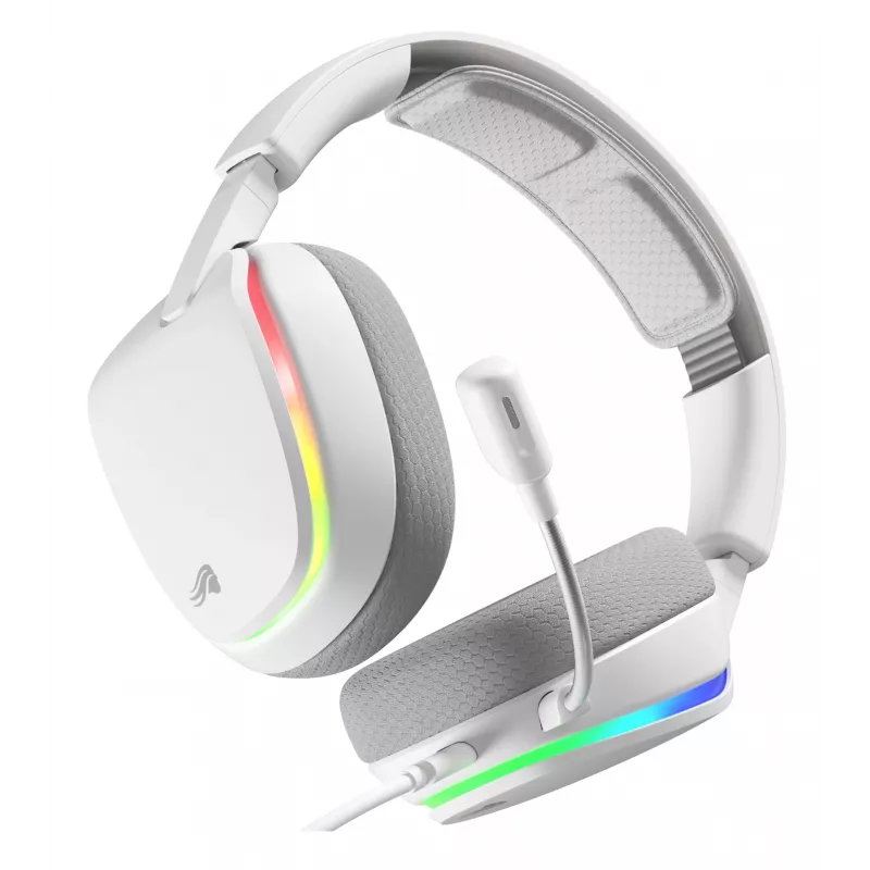 Glorious Gaming Glorious GHS Eternal RGB – Stereo-RGB-mängukõrvaklapid arvutile, PS5-le, PS4-le, Switchile – kohandatud häälestusega nurga all draiverid, reguleeritav kristallselge eemaldatav mikrofon, USB-C – vastupidav, kogu päeva/öö mugavus – valge