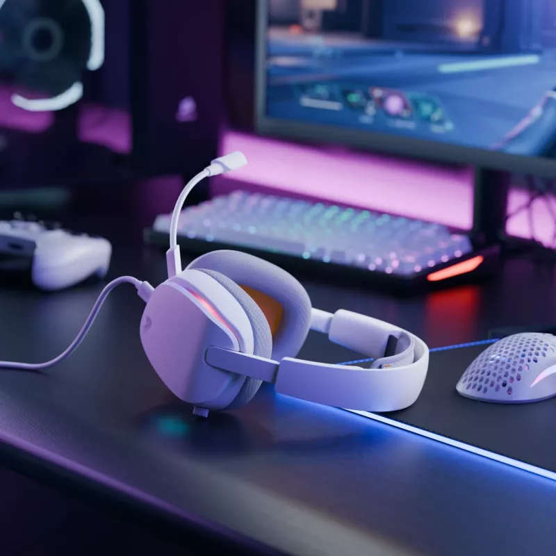 Glorious Gaming Glorious GHS Eternal RGB – Stereo-RGB-mängukõrvaklapid arvutile, PS5-le, PS4-le, Switchile – kohandatud häälestusega nurga all draiverid, reguleeritav kristallselge eemaldatav mikrofon, USB-C – vastupidav, kogu päeva/öö mugavus – valge