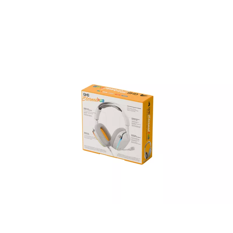 Glorious Gaming Glorious GHS Eternal RGB – Stereo-RGB-mängukõrvaklapid arvutile, PS5-le, PS4-le, Switchile – kohandatud häälestusega nurga all draiverid, reguleeritav kristallselge eemaldatav mikrofon, USB-C – vastupidav, kogu päeva/öö mugavus – valge
