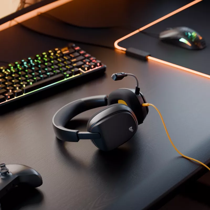 Glorious Gaming Glorious GHS Eternal - Stereo mängupeakomplekt arvutile, PS5-le, PS4-le, Xboxile, Switchile - kohandatud häälesuunaga nurga all olevad draiverid, reguleeritav kristallselge eemaldatav mikrofon, 3,5 mm - vastupidav, kogu päeva/öö mugavus - must