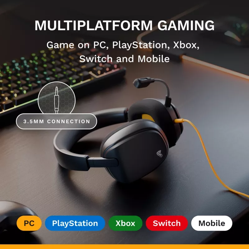 Glorious Gaming Glorious GHS Eternal - Stereo mängupeakomplekt arvutile, PS5-le, PS4-le, Xboxile, Switchile - kohandatud häälesuunaga nurga all olevad draiverid, reguleeritav kristallselge eemaldatav mikrofon, 3,5 mm - vastupidav, kogu päeva/öö mugavus - must