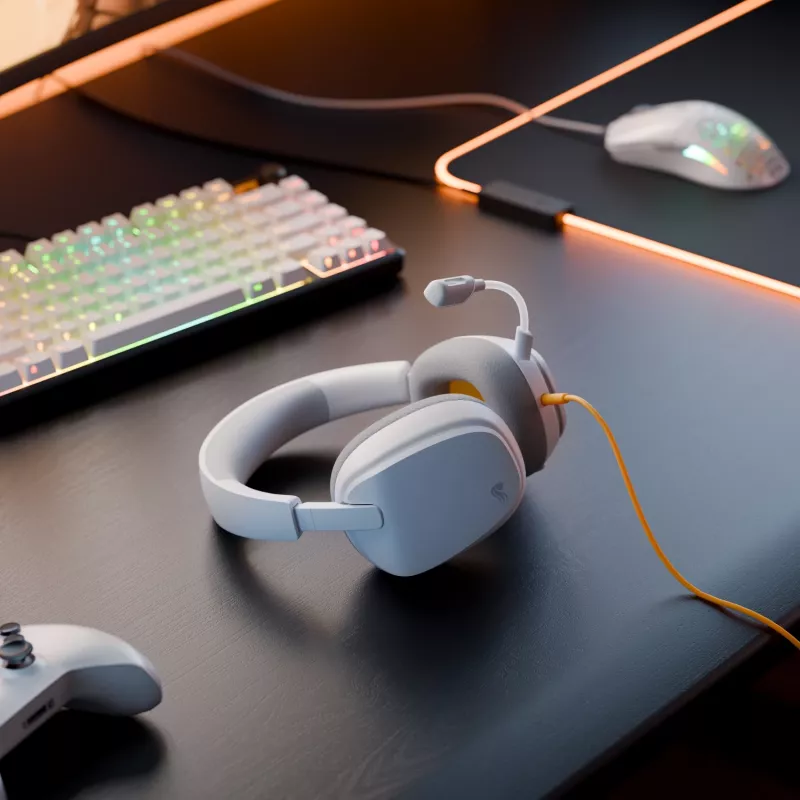 Glorious Gaming Glorious GHS Eternal – stereomängupeakomplekt arvutile, PS5-le, PS4-le, Xboxile, Switchile – kohandatud häälestusega nurga all draiverid, reguleeritav kristallselge eemaldatav mikrofon, 3,5 mm – vastupidav, kogu päeva/öö mugavus – valge