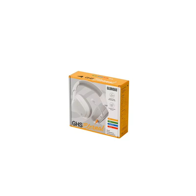 Glorious Gaming Glorious GHS Eternal – stereomängupeakomplekt arvutile, PS5-le, PS4-le, Xboxile, Switchile – kohandatud häälestusega nurga all draiverid, reguleeritav kristallselge eemaldatav mikrofon, 3,5 mm – vastupidav, kogu päeva/öö mugavus – valge