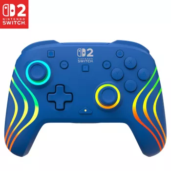 Juhtmega ja juhtmevaba mängupult Turtle Beach Afterglow Wave Blue Nintendo Switch 2 jaoks — Bluetooth/USB-C, RGB, sisseehitatud 20 h aku, 3 m kaabel