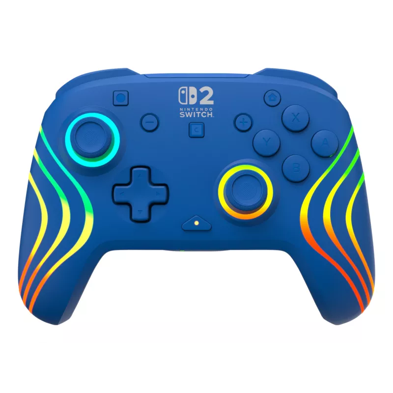 Juhtmega ja juhtmevaba mängupult Turtle Beach Afterglow Wave Blue Nintendo Switch 2 jaoks — Bluetooth/USB-C, RGB, sisseehitatud 20 h aku, 3 m kaabel