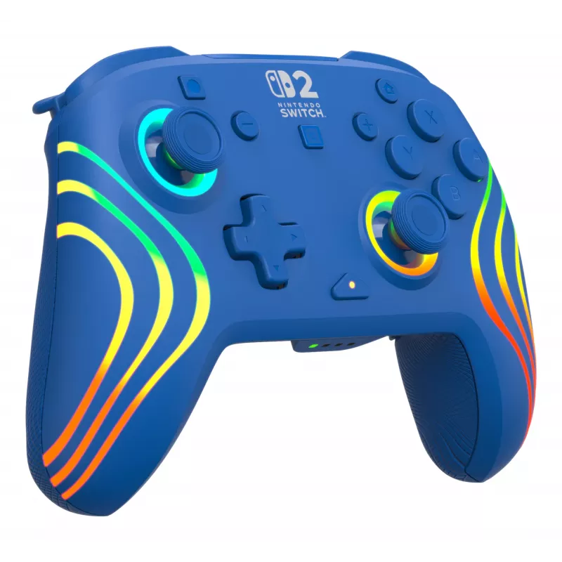 Juhtmega ja juhtmevaba mängupult Turtle Beach Afterglow Wave Blue Nintendo Switch 2 jaoks — Bluetooth/USB-C, RGB, sisseehitatud 20 h aku, 3 m kaabel