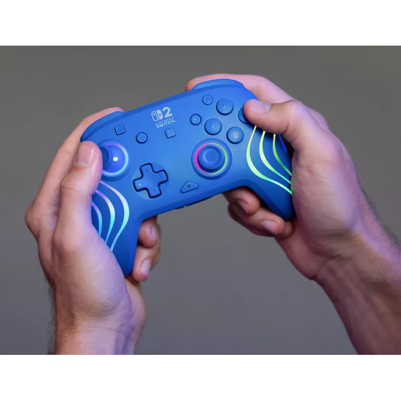 Juhtmega ja juhtmevaba mängupult Turtle Beach Afterglow Wave Blue Nintendo Switch 2 jaoks — Bluetooth/USB-C, RGB, sisseehitatud 20 h aku, 3 m kaabel