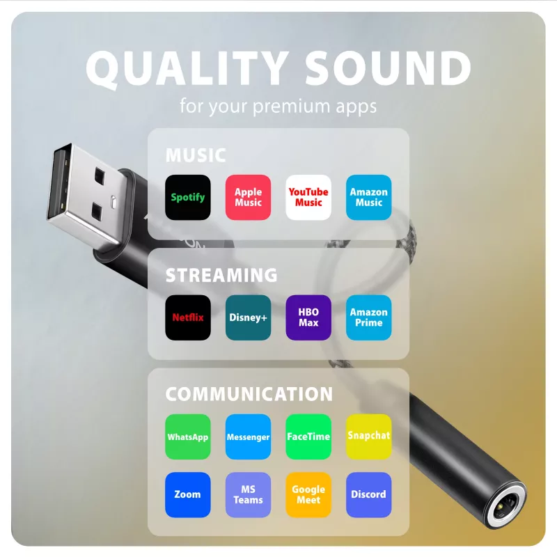 Axagon ADA-HA USB-A kuni 3,5 mm pesaga Hi-Res DAC heliadapter, 384 kHz / 32 bit, stereo