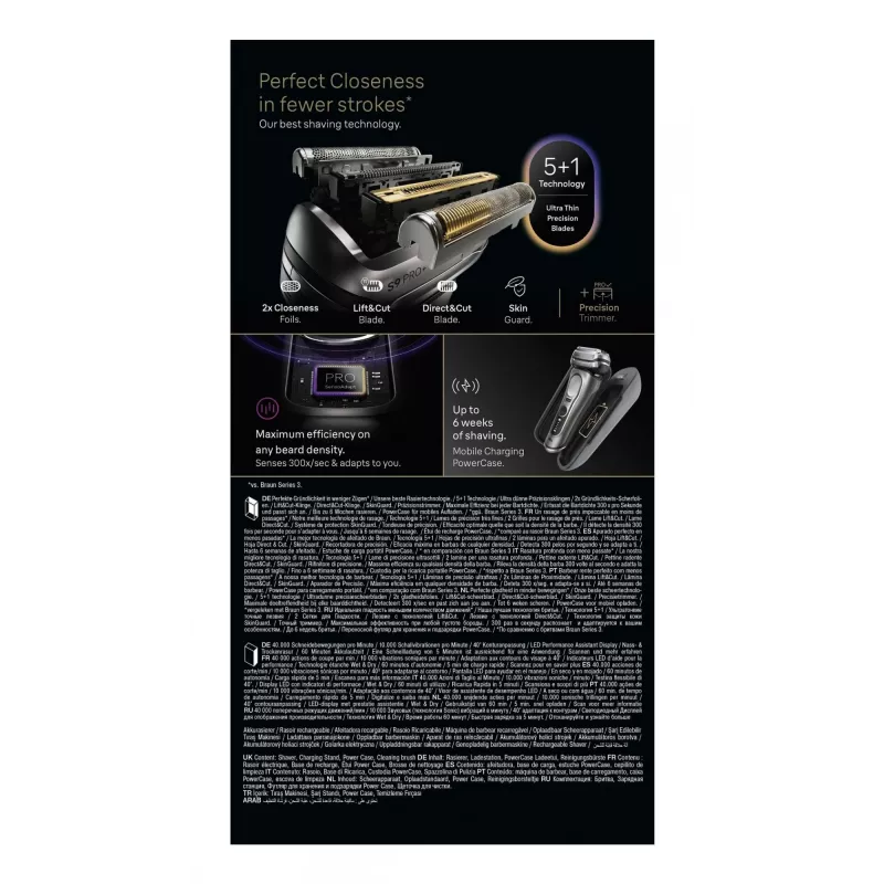 Fooliumhabemenuga Braun Series 9 Pro+ 9625s — grafiit, 5 terapead, Li‑Ion aku, trimmer, märg- ja kuivhabe