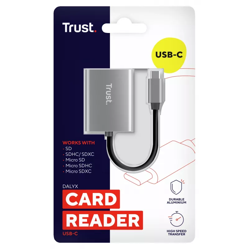 Trust 24136 kaardilugeja USB 3.2 Gen 1 (3.1 Gen 1) USB-C Alumiinium
