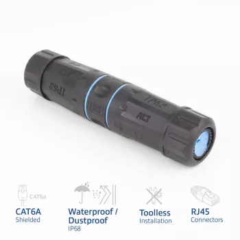 ACT Shielded CAT6A Outdoor IP68 RJ45 Coupler SD6522, Cat6A varjestatud Ethernet inline-ühenduspesa