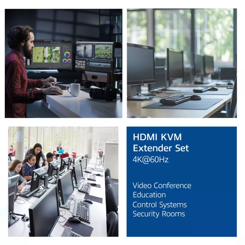 ACT 4K HDMI 2.0 KVM pikenduskomplekt üle CAT6A kuni 70 meetrit