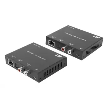 Audio otsepikenduskomplekt ACT AC7710 — digitaalne/analoog üle Cat5e/Cat6 koos DAC-iga, TOSLINK I/O, kuni 300 m, 5 V USB-toide