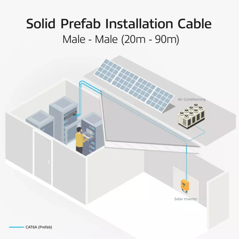 ACT sinine 25 meetrit S/FTP CAT6A B2ca PoE++ 100W täisjuhtmega eeltermineeritud paigalduskaabel, RJ45 isane – isane