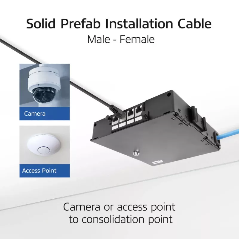 ACT CAT6A S/FTP B2ca PoE++ 100W täisjuhtmetega eelterminaaditud paigalduskaabel RJ45 isane–emane, 55 m (FB0155)