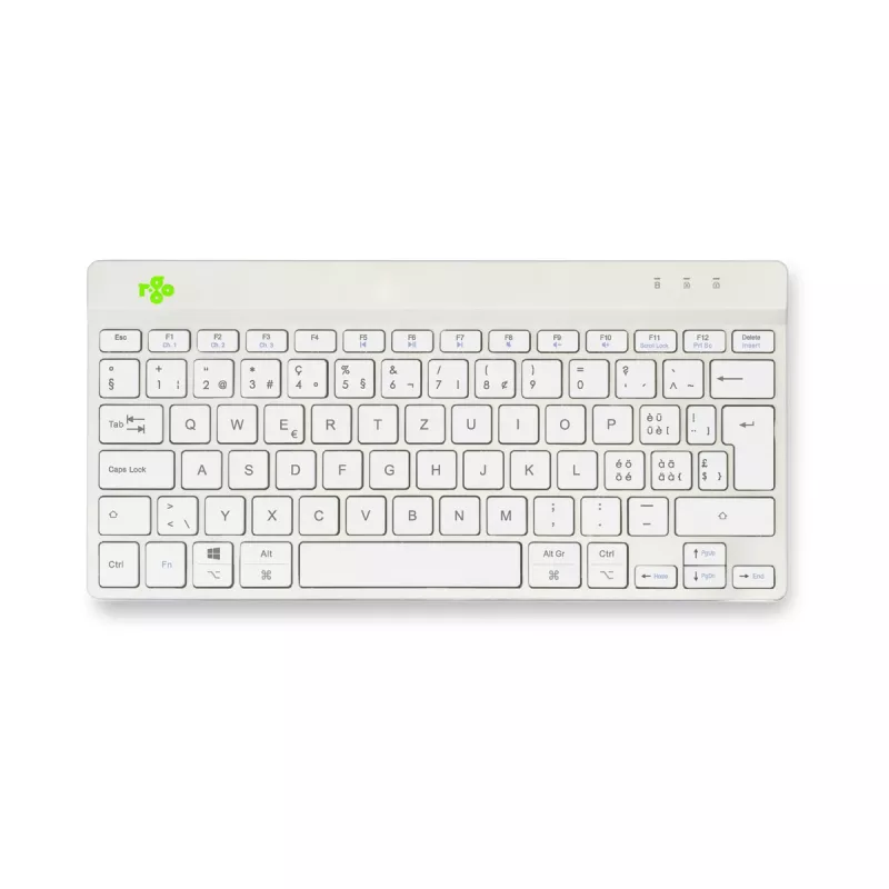 R-Go Tools ergonoomiline klaviatuur R-Go Compact Break, kompaktne klaviatuur pausitarkvaraga, QWERTZ (CH), Bluetooth, valge