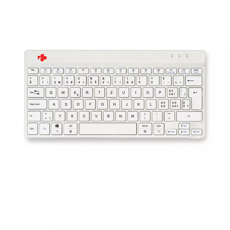 R-Go Tools ergonoomiline klaviatuur R-Go Compact Break, kompaktne klaviatuur pausitarkvaraga, QWERTZ (CH), Bluetooth, valge