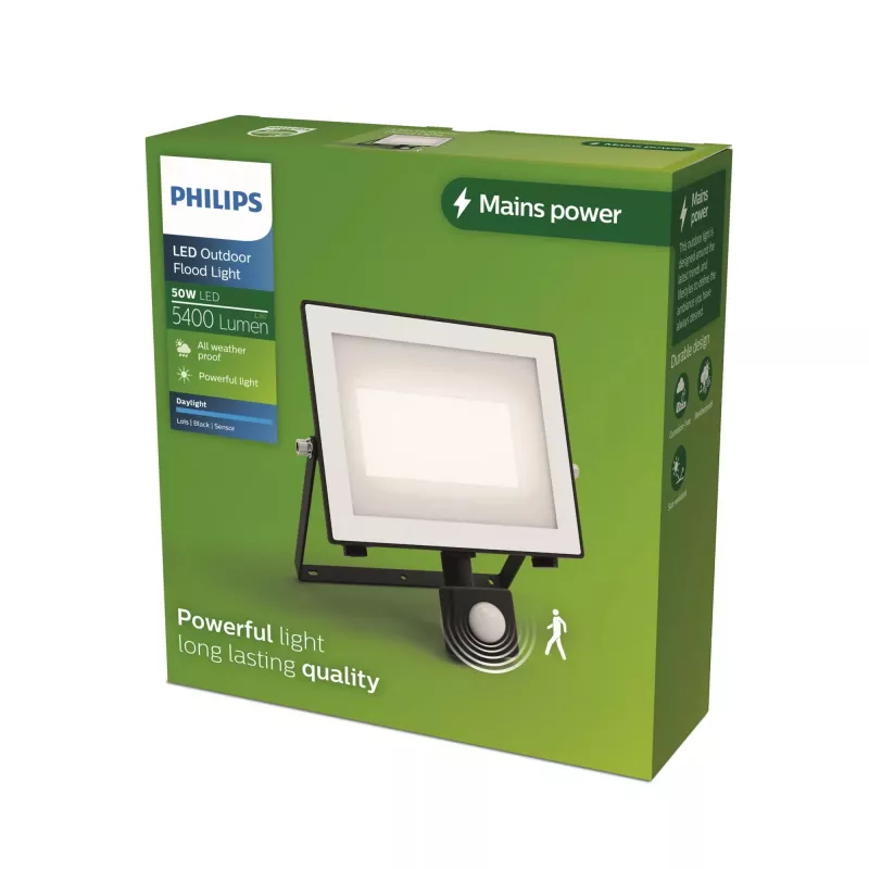 Välisseinalamp Philips Lois 50 W LED, must, metallkorpus, mittevahetatav LED, 220–240 V