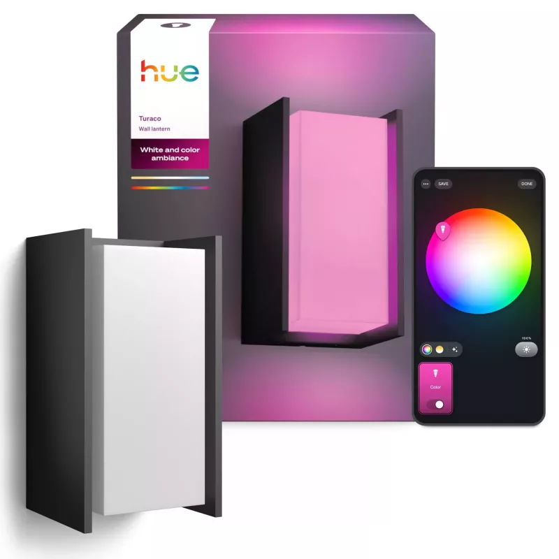 Signify Philips Hue Turaco välisseinavalgusti — valge ja värviline valgus, antratsiit, Bluetooth/Zigbee, alumiinium